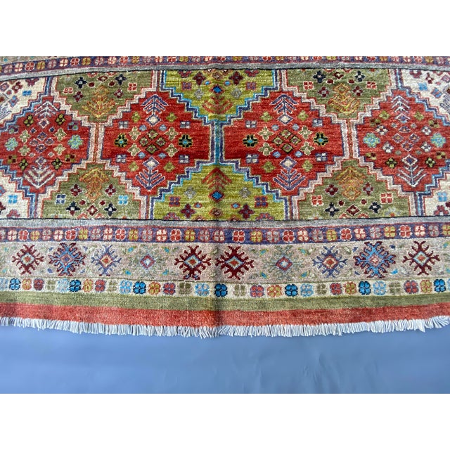 Handmade Tribal Khorjin-Pattern Rug With Colorful Stripes – 6.4×9.8ft For Sale - Image 4 of 9