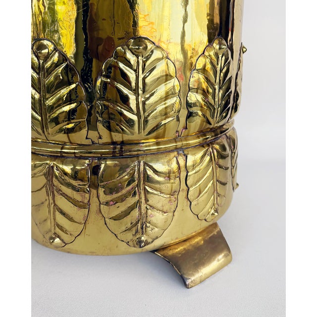 Overscale Brass Acanthus Leaf Bucket or Planter, Hong Kong For Sale - Image 4 of 6