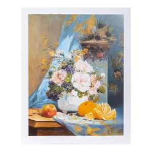 Still Life of Roses With an Orange, Eugene Henri Cauchois Poster