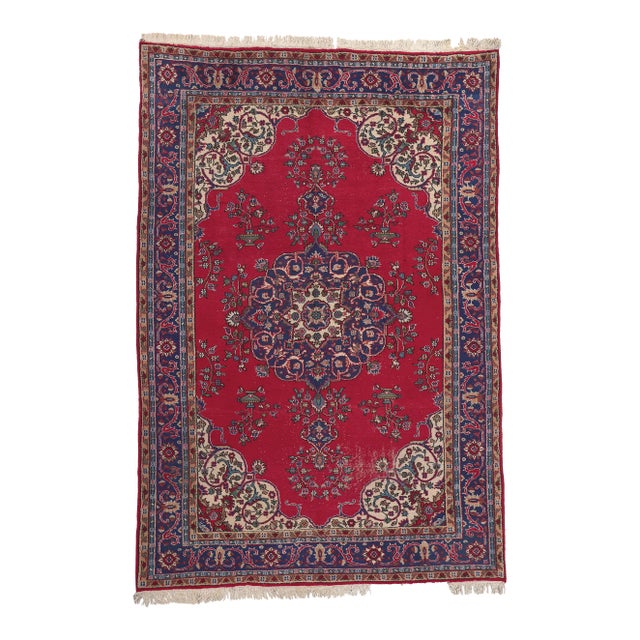 Mid 20th Century Vintage Red Turkish Sparta Rug, 07'07 X 11'01 For Sale