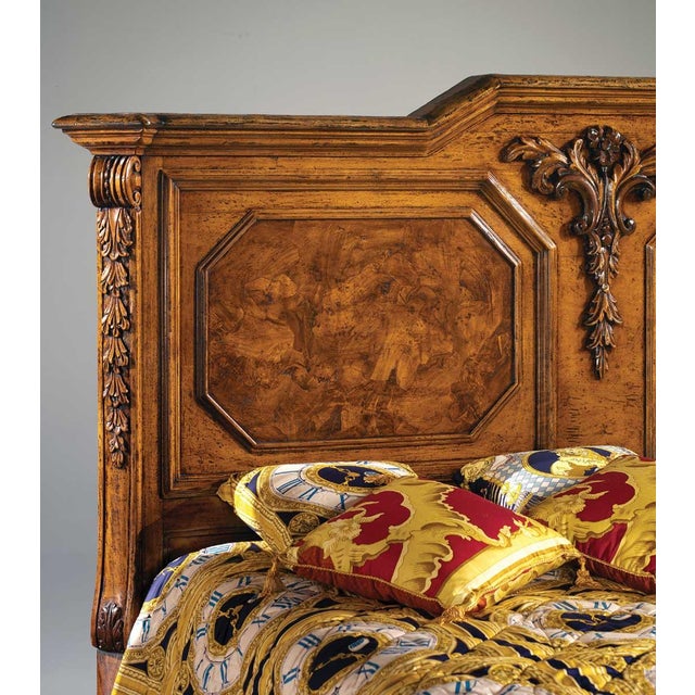 Rustic Italian Walnut Burl King Bed With Hand-Carved Details For Sale - Image 3 of 3