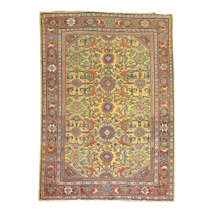 Goldenrod Traditional Antique Persian Mahal Rug