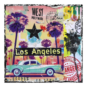 Hello West Hollywood - Original Mixed Media Pop Art Los Angeles Cityscape on Canvas by Marion Duschletta