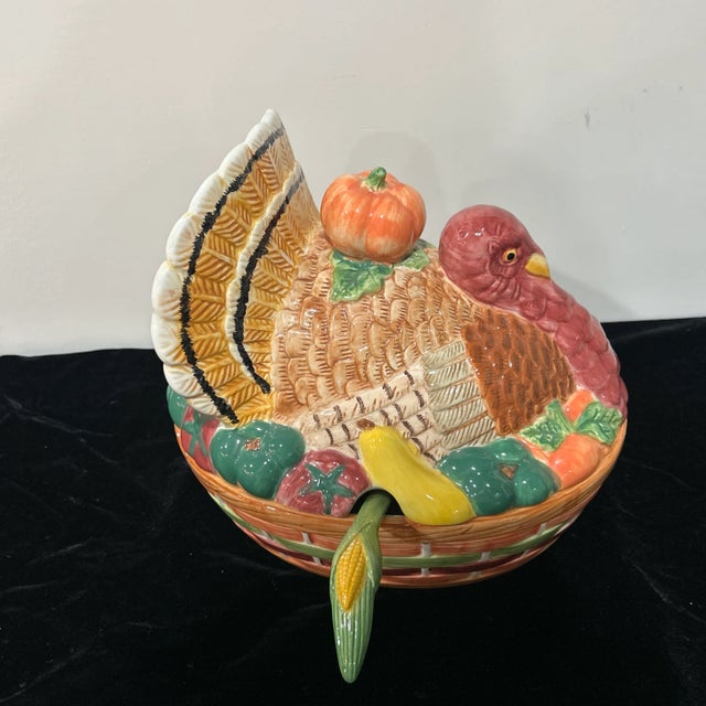 American 1970s Beautiful Turkey Soup Tureen With Ladle For Sale - Image 3 of 12
