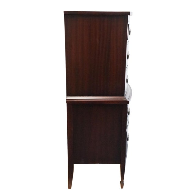 Vintage Antique Solid Mahogany Traditional Duncan Phyfe Style 34" Bow Front Chest on Chest For Sale - Image 10 of 11