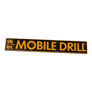Vintage Mobile Drill Tin Sign For Sale