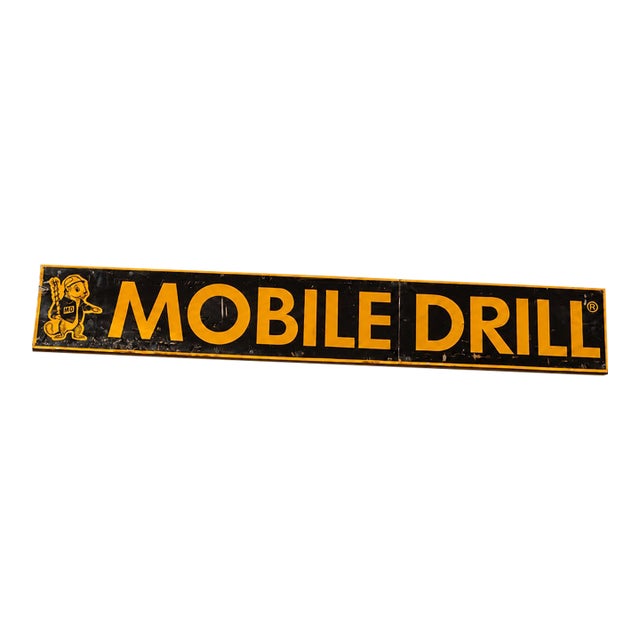 Vintage Mobile Drill Tin Sign For Sale