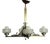 French Art Deco Brass and Satin Glass 4-Light Chandelier, 1920s For Sale