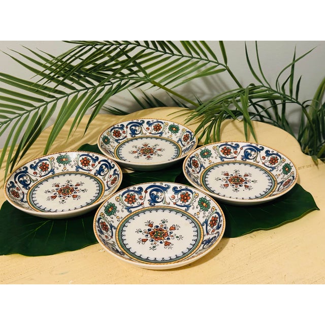 Ceramic Colorful Hand Painted Porcelain Set of Plates & Bowls Made in Portugal - Set of 8 For Sale - Image 7 of 12