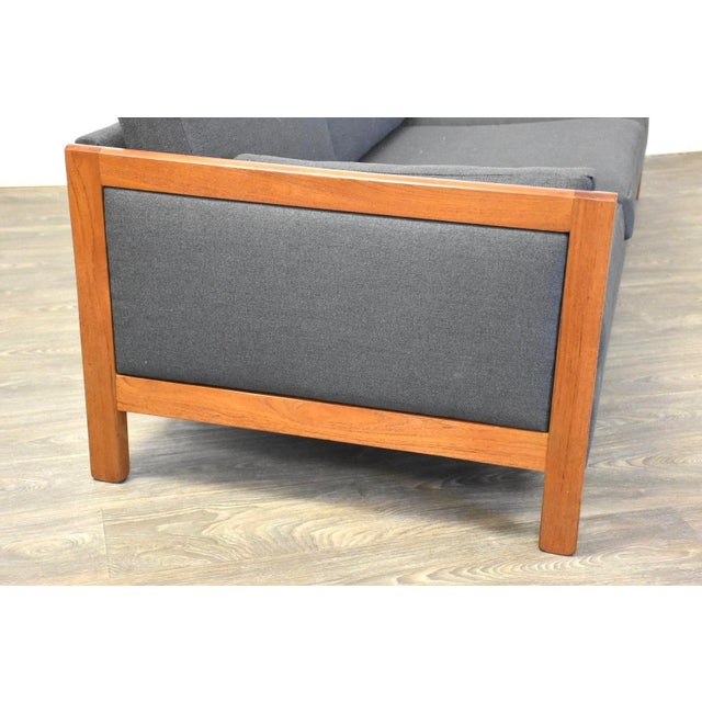 Mid Century Teak Grey Sofa For Sale - Image 4 of 10
