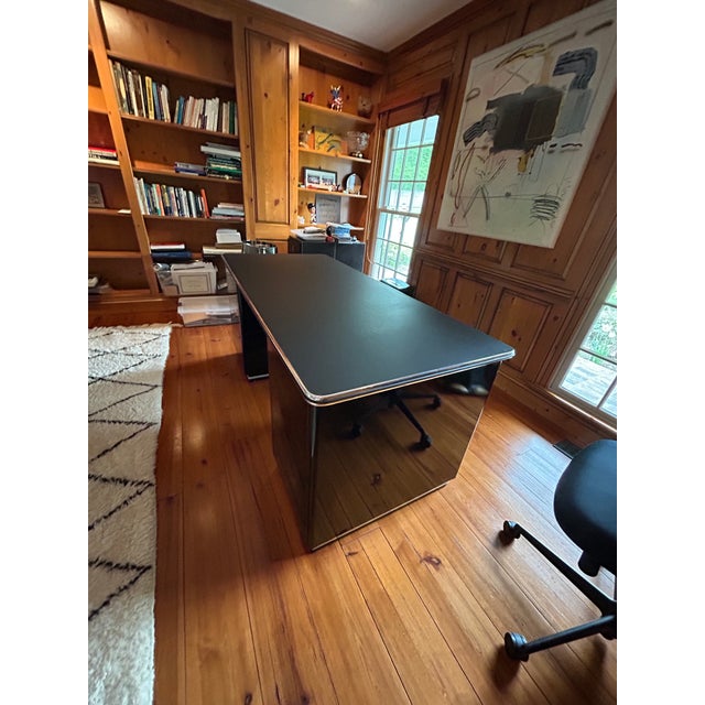 Black & Silver Art Deco Muller Chrysler Desk For Sale In Philadelphia - Image 6 of 17