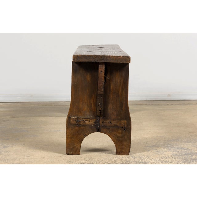 Late 19th Century French Provincial Rustic Pine Farmhouse Bench For Sale - Image 9 of 17