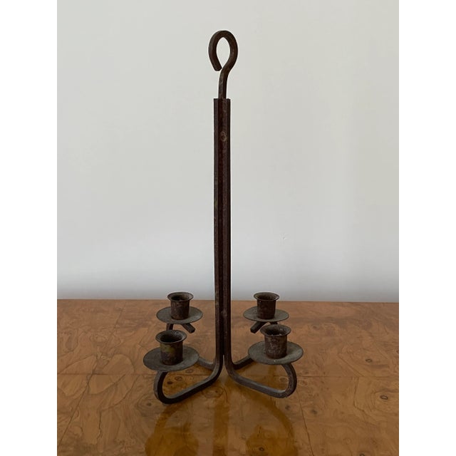 Metal American Modernist Patinated Wrought Iron Candelbra For Sale - Image 7 of 7