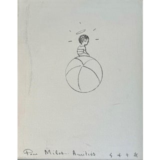 Seth, Boy on a Balloon, Felt-Tip Drawing on Canvas, 2018 For Sale