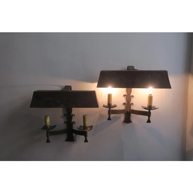 Mid-Century Brutalist Patinated Iron Wall Lights, 1960s, Set of 2 For Sale - Image 9 of 10
