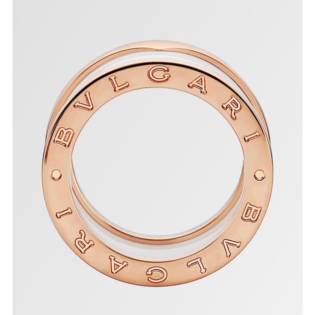 Bulgari Bulgari B Zero Wide Four- Band , 18 Karat Rose Gold Loops White Eternity Band, Size 9 For Sale - Image 4 of 16