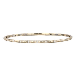 New 0.16ctw Diamond Flexible Bangle Bracelet 14k Yellow Gold 6.75" For Sale