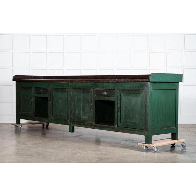 Early 20th Century French Painted Pine Work Table Island, 1900 For Sale - Image 5 of 18