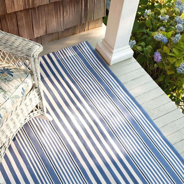 2020s Dash & Albert by Annie Selke Rugby Stripe Denim Indoor/Outdoor Rug, 6' x 9' For Sale - Image 5 of 6