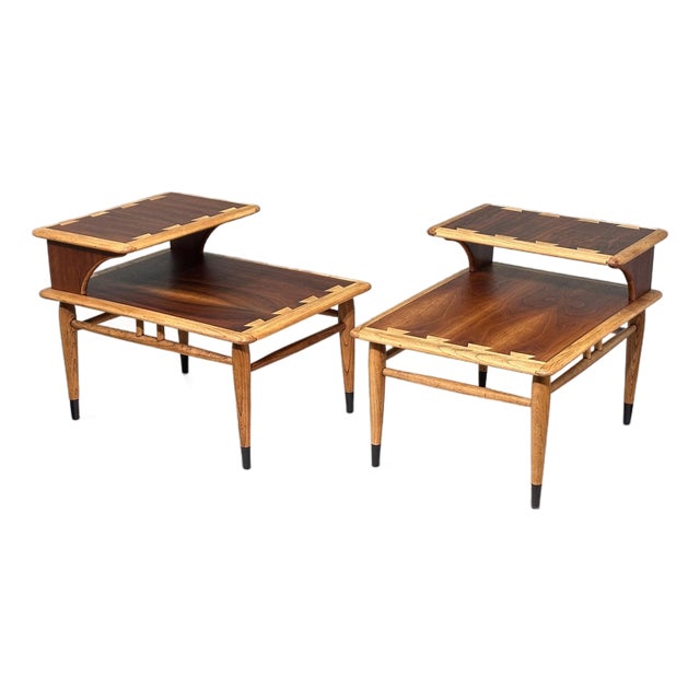 Restored Pair of Lane Acclaim Rectangular Step End Tables For Sale