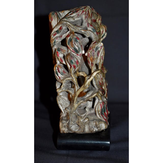 Vtg. Carved Asian Style Soapstone Goddess Statue on Wood Base For Sale - Image 15 of 15