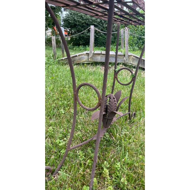 Vintage Metal Jardinière Planter Stand With Fleur-De-Lis Accents | French Country Garden Decor For Sale - Image 11 of 12