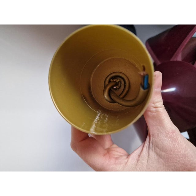 1970s Burgundy Lotus Flower Pendant Light by Robert De Schuytener, 1980s For Sale - Image 5 of 7