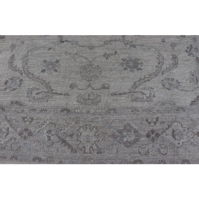 Gray Angora Turkish Oushak Rug With Floral Design by Keivan Woven Arts For Sale - Image 8 of 12