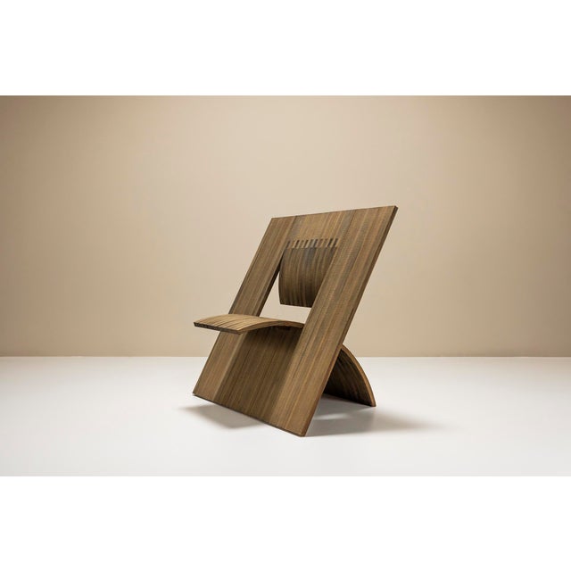 Dutch Deconstructivist Angled Square Chair in Wood, 1980s For Sale - Image 4 of 11