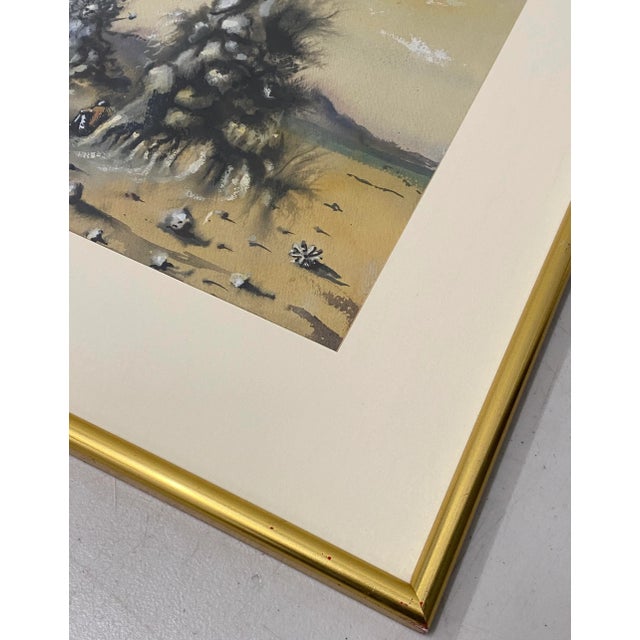 Late 20th Century Vintage Surreal Landscape Original Watercolor C.1970 For Sale - Image 5 of 12