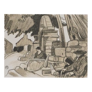 Mathurin Meheut, Rest After the Ceremony, 1937, Engraving For Sale