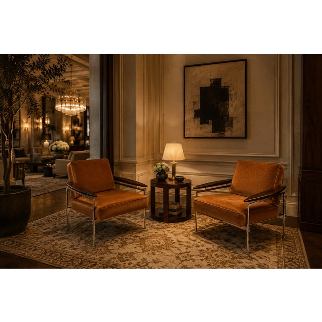 Pair of "Beto" Armchairs by Sergio Rodrigues in Brazilian Rosewood, Chrome & Burnished Cognac Mohair, Brazil, 1958  Lot 886 For Sale - Image 17 of 18