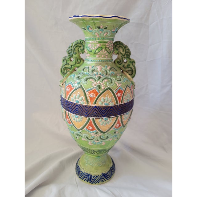 Very Nice Antique Japanese Moriage Vase. This piece is unusual to me because I feel it has European influence in the color...