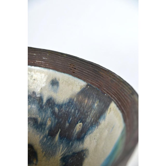 20th Century Sculpture Raku Art Pottery Stoneware Bowl on Stand from Catriona McLeod, 1970s For Sale - Image 14 of 18