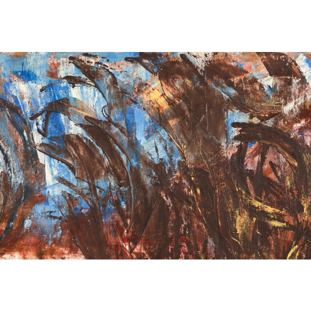 Large Mid-Century Oil on Canvas "Ice Skaters in the Park" For Sale - Image 4 of 6