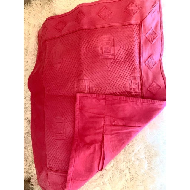 Italian Anichini Produced by Quagliotti Cotton Quilted Modern Matelasse Italian Sham Hot Pink For Sale - Image 3 of 6