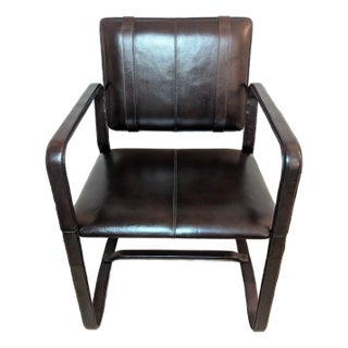 Restoration Hardware Leather Buckle Chair - Dark Brown For Sale
