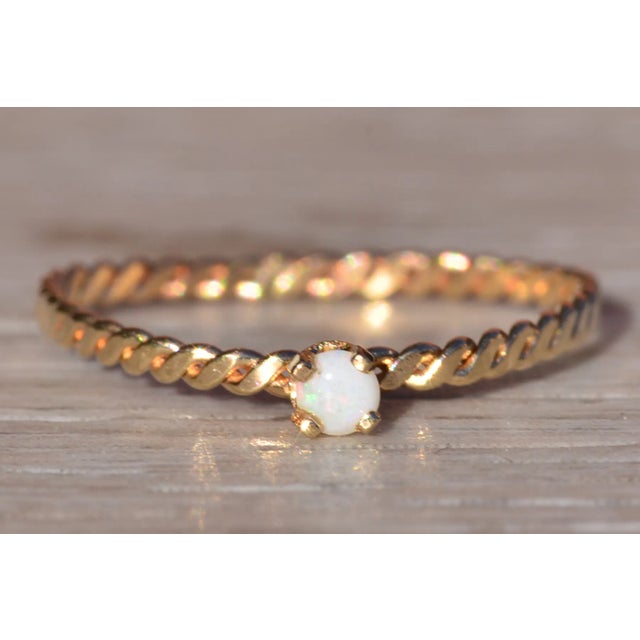 Gold The Danlea Beach: Ladies 14K Yellow Gold Handmade Ring set with Australian Opal For Sale - Image 8 of 10