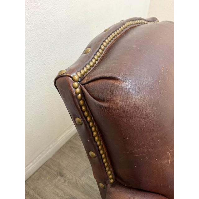 Leather Chair With Matching Ottoman For Sale - Image 4 of 11