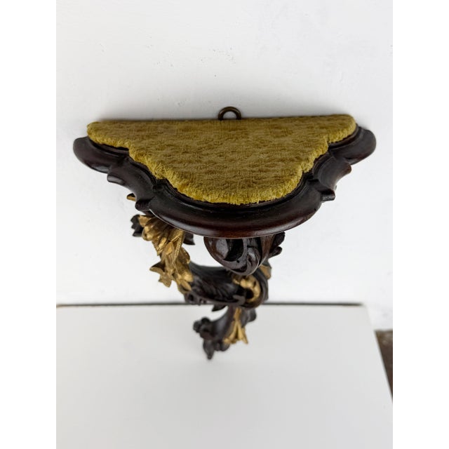 Rococo Antique Victorian Rococo Hand-Carved Wooden Wall Shelf with Gilt Accents For Sale - Image 3 of 16