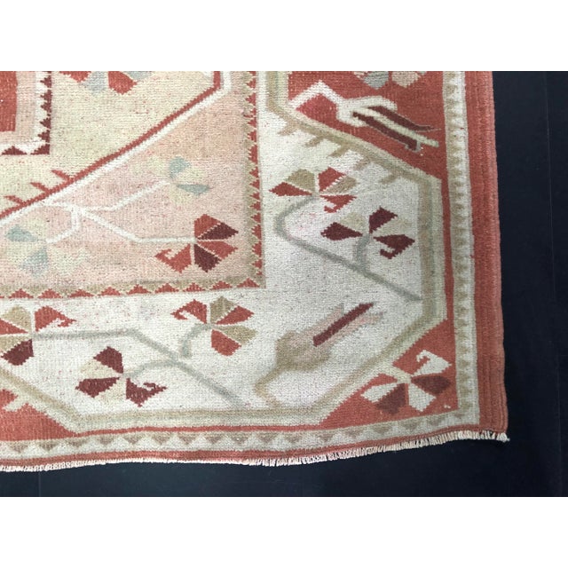 Orange and Tan Turkish Anatolian Vintage Rug 5′8″ × 6′4″ For Sale - Image 10 of 11