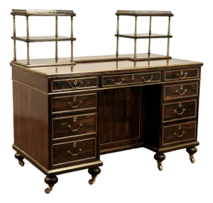 Antique Early 19th Century Dutch Colonial Calamander Desk