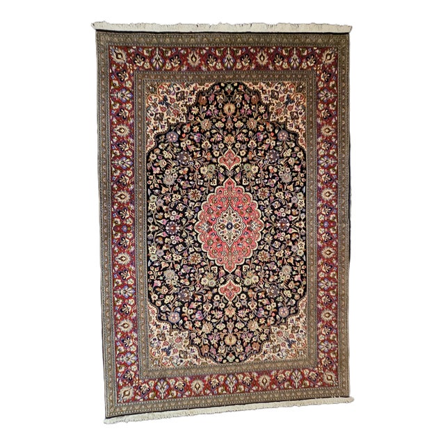 Vintage Hand-Knotted Qum Kurk Rug, 1980s For Sale