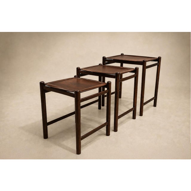 1960s Brazilian Modern Nesting Tray Tables in Rosewood by Jorge Jabour, 1960s For Sale - Image 5 of 14