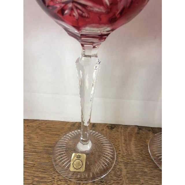 Traditional 1940sPink Crystal Cut to Clear Goblets, Set of Four For Sale - Image 3 of 11