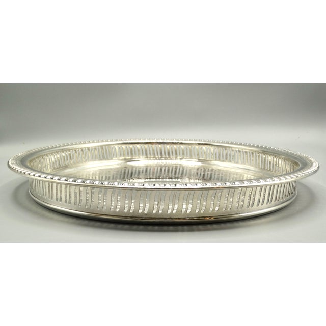 Mid-Century Modern Mid Century Silver Plate Serving Drinks Tray For Sale - Image 3 of 10