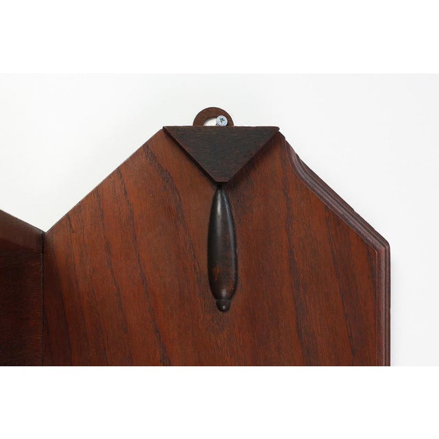 Art Deco Coat Rack in Oak and Copper, Belgium, 1920s For Sale - Image 4 of 12