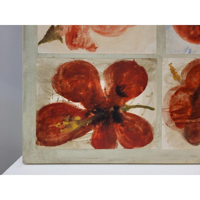 Lis Petersen, Poppies, Collage & Watercolor on Canvas, 2008 For Sale - Image 7 of 18