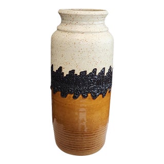 1960s Bay Keramik Large Zig Zag Pattern Vase For Sale