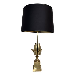 1970s Flower brass table lamp in the style of Maison Charles For Sale